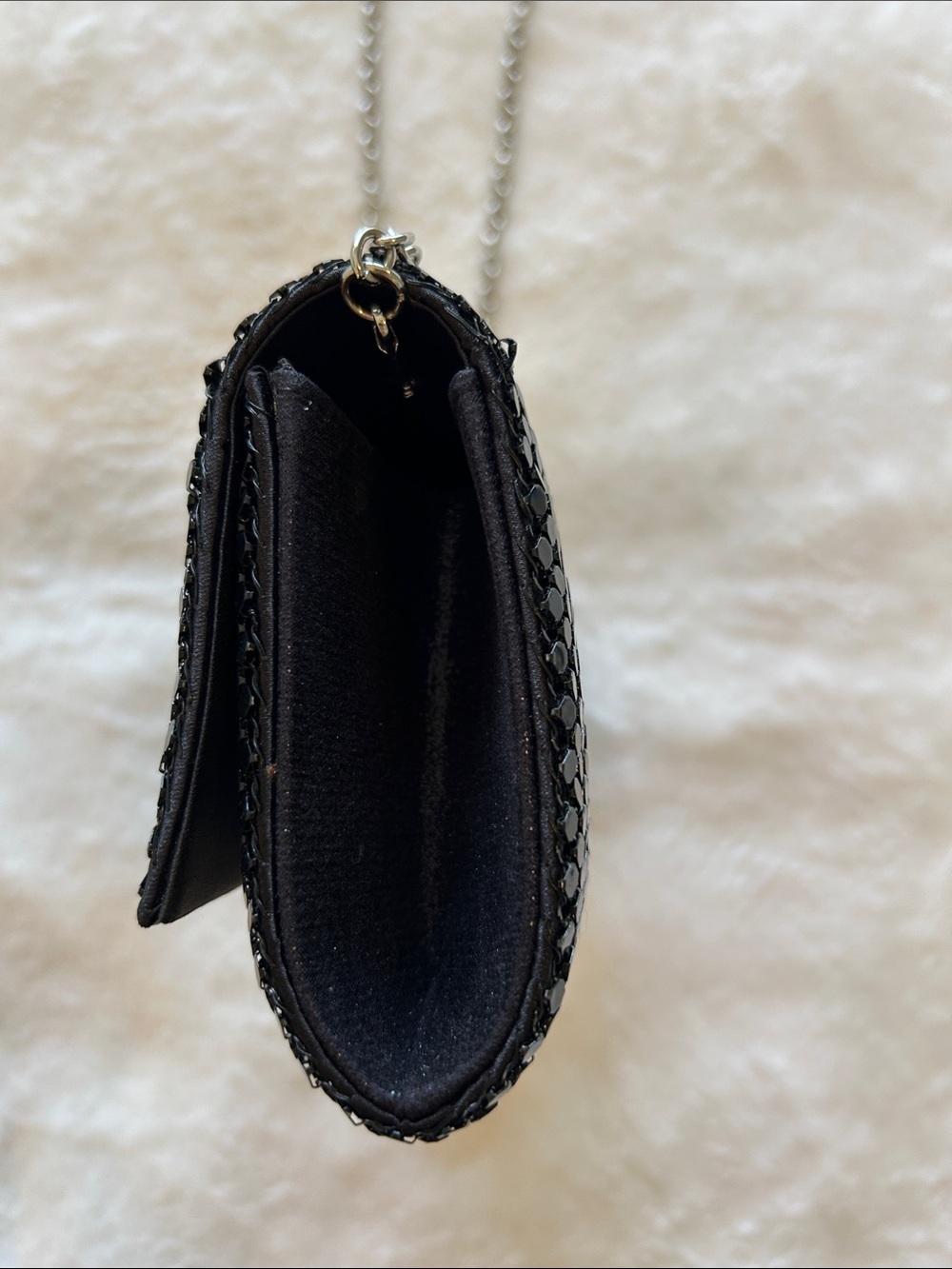 Womens Purse-JESSICA
MCCLINTOCK-black 'Metal Mesh Clutch' w/ shoulder strap - Picture 6 of 8
